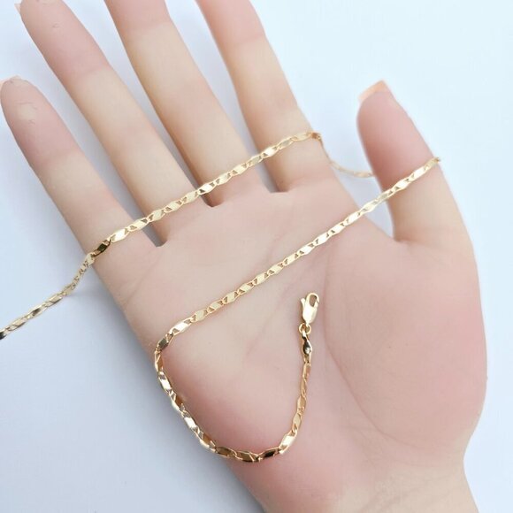 Shiny Rose Gold Twisted Chain Necklace, 18 Inch, Gold Plated Brass, XPNL0103 - Picture 12 of 12